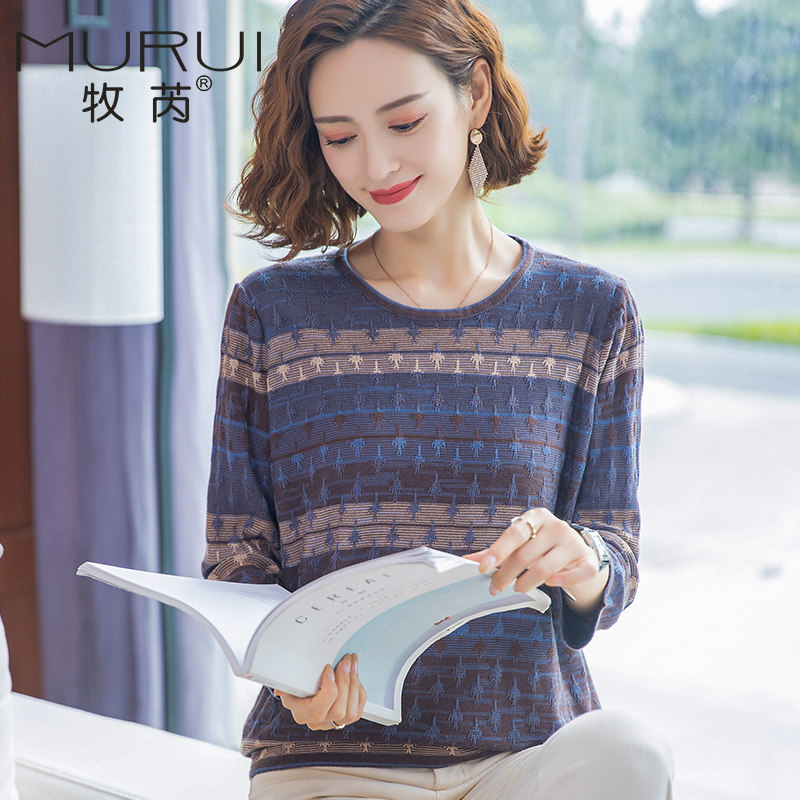 春装2021新款中老年女装洋气针织衫 牧芮中老年女装
