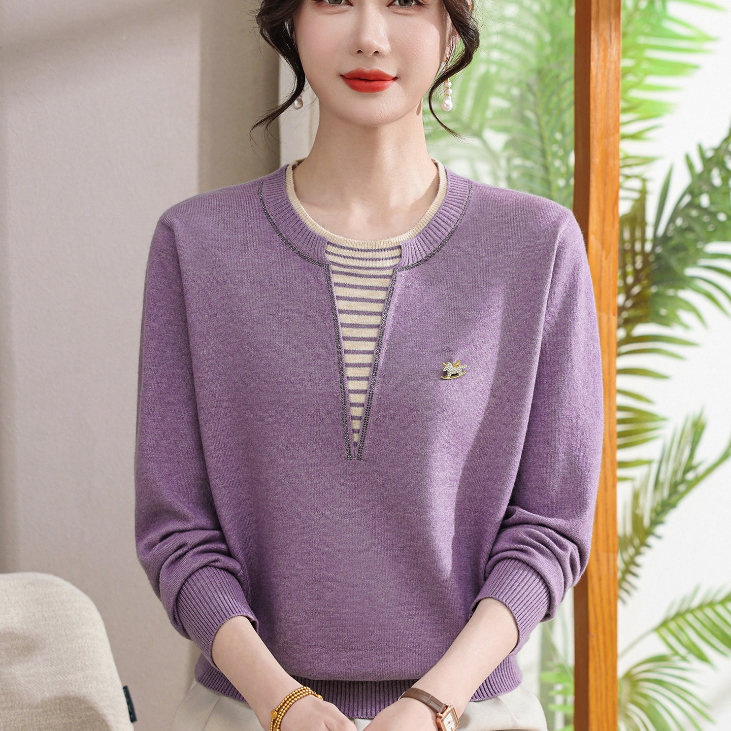 妈妈冬装套装喜婆婆婚宴装洋气针织小衫中老年秋冬上衣打底毛衣女,淘宝优惠券,粉丝福利购,淘宝优惠卷