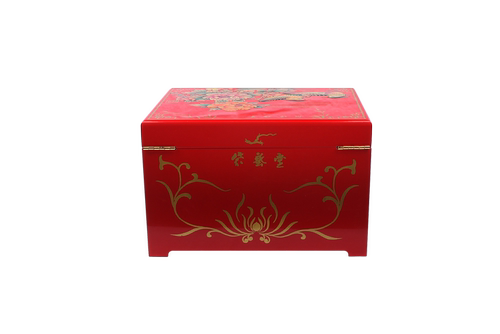 紫艺堂贾兴林先生作品手工平遥推光漆器鸳鸯戏水红色首饰盒结婚 - 图2