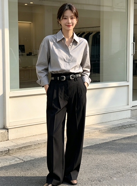 双扣黑色女士腰带 复古个性装饰皮带 配西裤牛仔裤穿搭束腰裤带