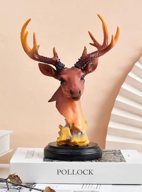 北欧仿真鹿头鹿角摆件动物头雕像