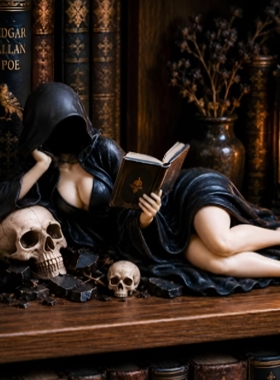 跨境新品Gothic Hooded Reader Statue哥特式连帽读者雕像工艺品