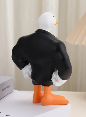 跨境新品搞怪西装肌肉鸭装饰品摆件 创意家居桌面摆台树脂工艺品