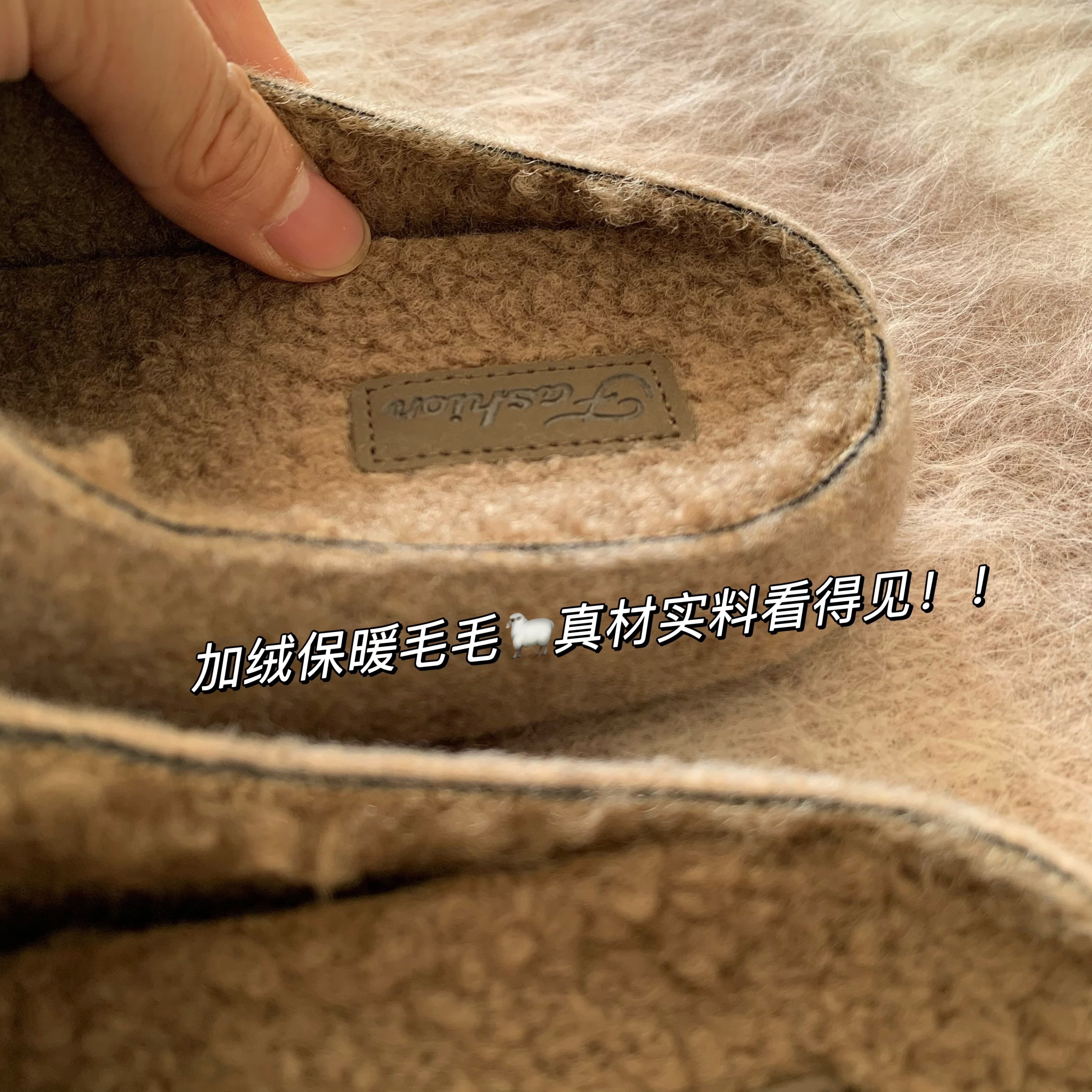 奶茶燕麦色~INS软糯巨舒服加绒勃肯鞋女冬韩系慵懒毛毛拖鞋雪地靴,淘宝优惠券,粉丝福利购,淘宝优惠卷