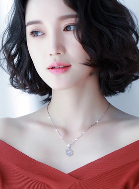PT950铂金项链女新款轻奢18K白金吊坠锁骨链七夕情人节礼物送女友