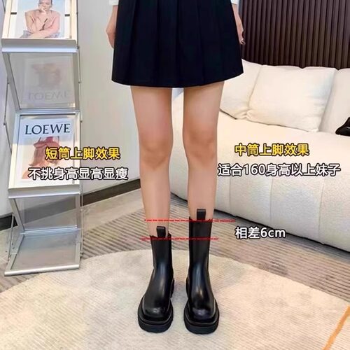 真皮内增高马丁靴女款2026新款春秋黑色套筒短靴子百搭厚底烟筒靴 - 图3
