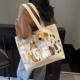 Cute Cartoon Canvas Bag Women's Large Capacity 2025 New Casual Versatile Shoulder Bag Hand Bag Commuting Tote Bag