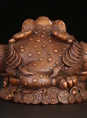 徽匠铜韵金蟾三足店铺风水摆件