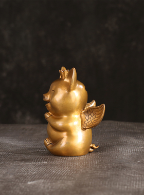 徽匠铜韵家居办公桌装饰小飞猪