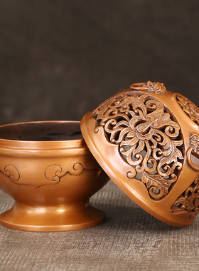 带托纯紫铜佛堂家居用品香薰炉