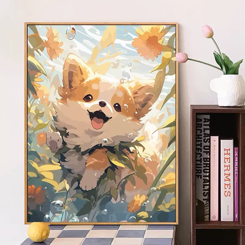 治愈系小狗狗十字绣2025新款5d满钻手工diy贴钻带相框卧室装饰画,淘宝优惠券,粉丝福利购,淘宝优惠卷