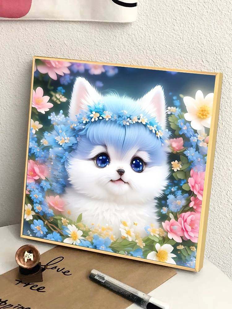 花园里的小奶狗钻石画2025新款5d满钻手工贴砖带框客厅卧室装饰画,淘宝优惠券,粉丝福利购,淘宝优惠卷