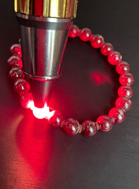 天然原矿全透光晶体朱砂7毫米男女手链圆珠上白色的是天然伴生矿