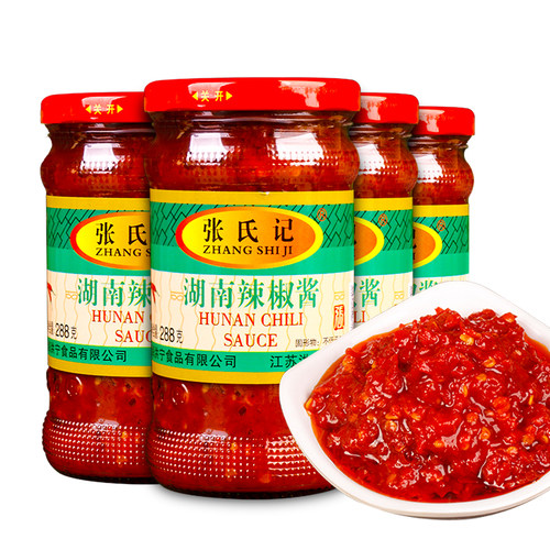 正宗张氏记湖南辣椒酱288g*5拌饭拌面酱特产下饭菜商用蒜蓉香辣酱 - 图0