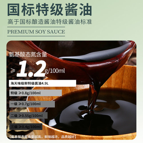 海天味极鲜特级酱油4.9L*2大桶整箱 商用批发餐饮旗舰店酿造生抽 - 图0