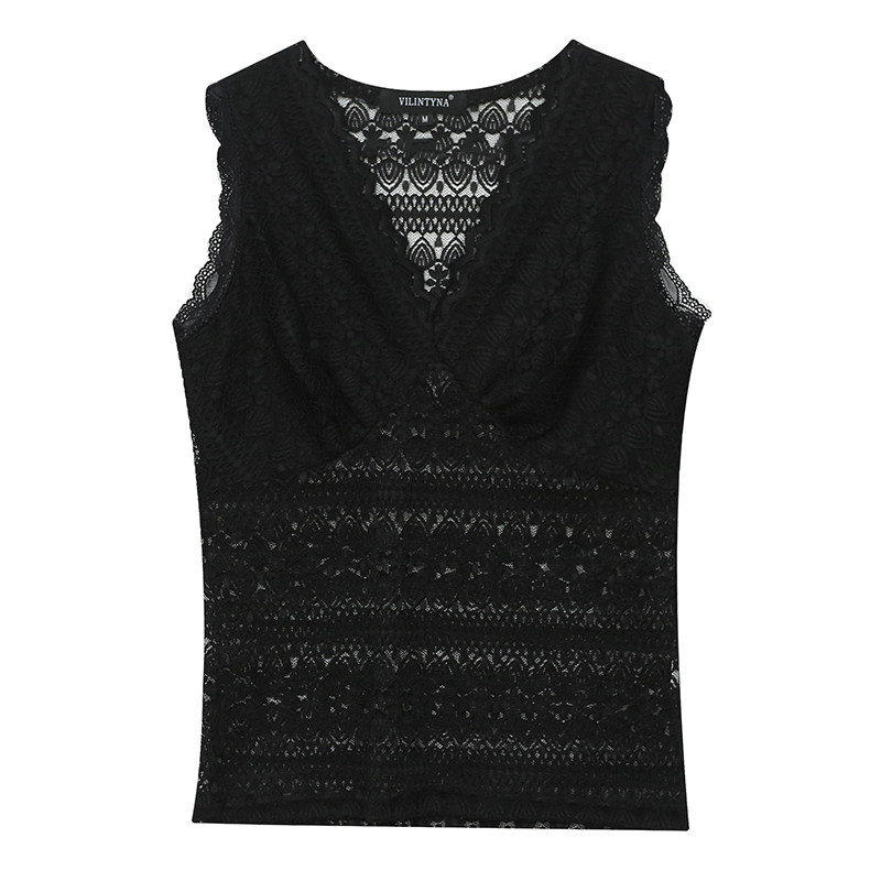 欧洲站2020夏新款欧货v领蕾丝衫 voqo蕾丝衫/雪纺衫