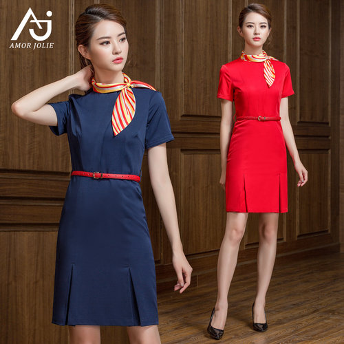 海航空姐制服女连衣裙气质酒店物业工作服珠宝店售楼工装高端气质 - 图1