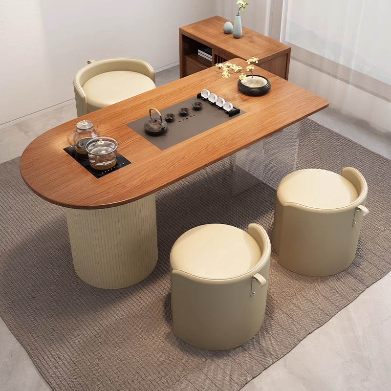 新中式实木茶台茶桌椅组合亚克力阳台现代简约小户型家用泡茶桌 - 图1