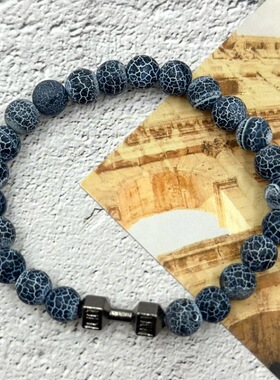 新款串珠手链火山石哑铃欧美饰品男女士天然石松石跨境热款配饰