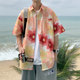 Ice silk flower shirt men's short-sleeved summer thin style breathable