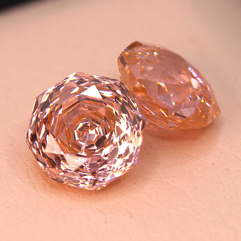 玫瑰切帕帕拉恰裸石中粉色日出色培育宝石高精切戒指项链女优雅风 - 图0