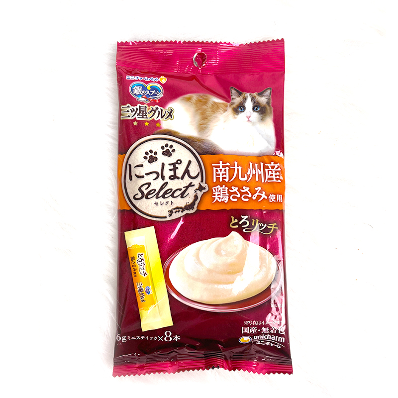 日本原装进口银勺猫条三星美食家猫零食肉泥营养补水无添加6g*8支