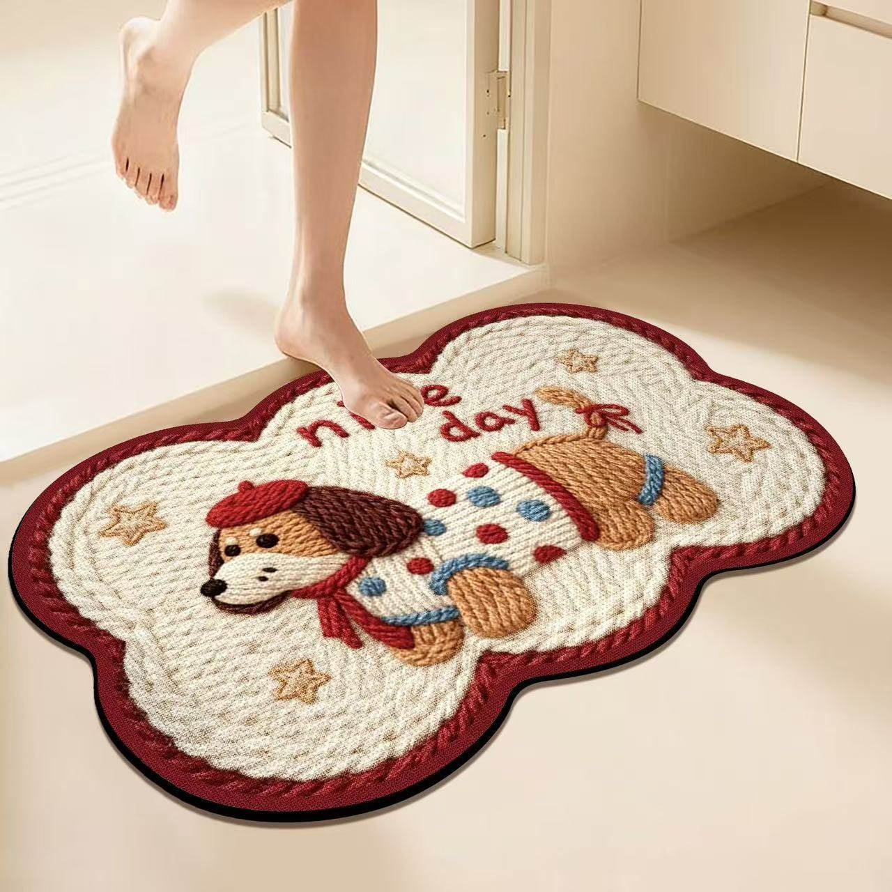 硅藻泥吸水防滑浴室洗手间入户地垫卡通可爱风爆款毛绒感浴室垫,淘宝优惠券,粉丝福利购,淘宝优惠卷