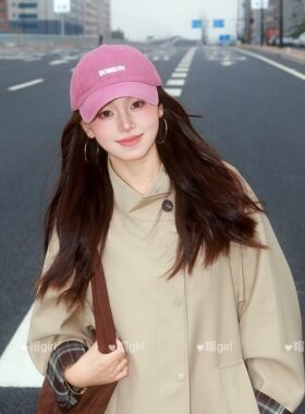 新款BOMBOM简约字母刺绣棒球帽显脸小鸭舌帽遮阳情侣