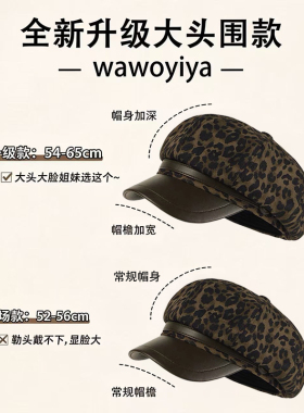 韩系复古豹纹显脸小百搭休闲男女马术贝雷帽