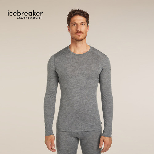 icebreaker 100%美利奴羊毛男200 Oasis长袖上衣透气保暖户外徒步 - 图0