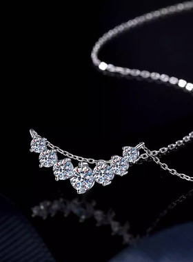 S925纯银莫桑石钻项链饰品微笑七公主高级感百搭吊坠女简约锁骨链