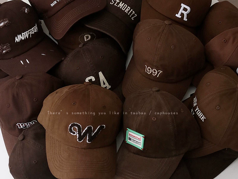 Tide, coffee brown retro baseball cap, hat