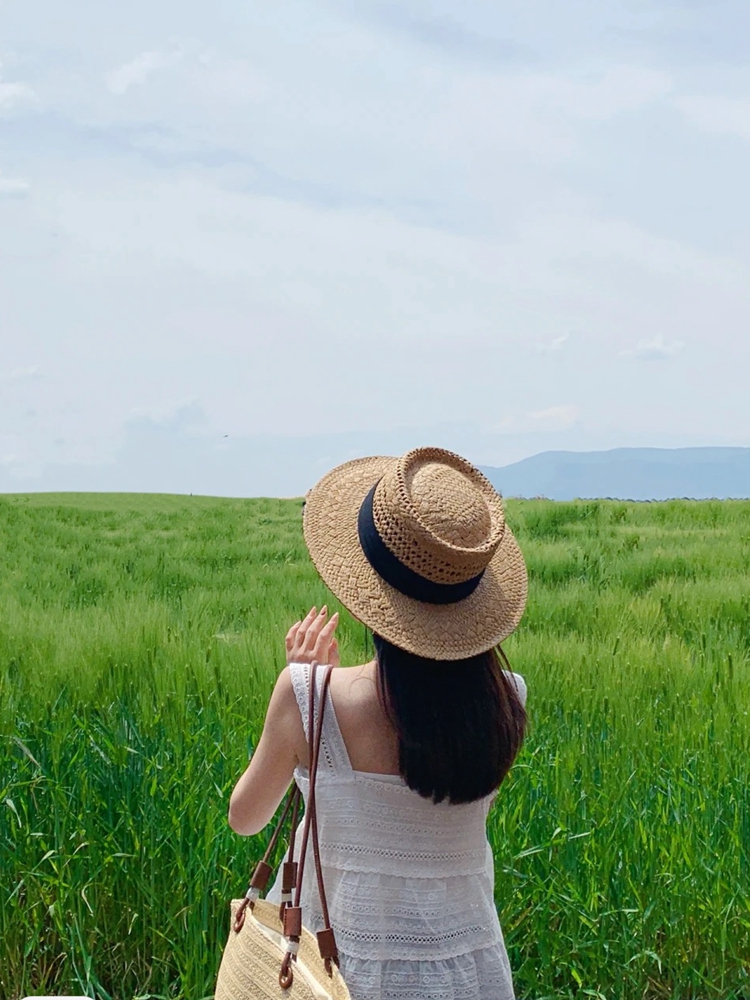 大头围帽子女夏季出游韩版百搭镂空大檐遮阳帽草编太阳帽防晒草帽