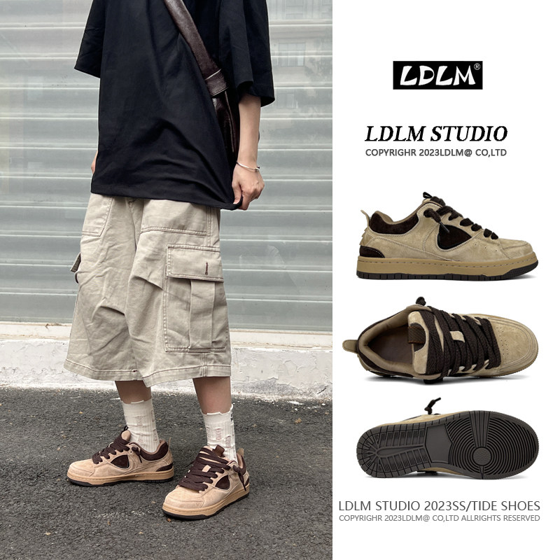 两点浪漫火星滑板鞋男鞋真皮透气运动休闲鞋厚底复古小众潮面包鞋,淘宝优惠券,粉丝福利购,淘宝优惠卷