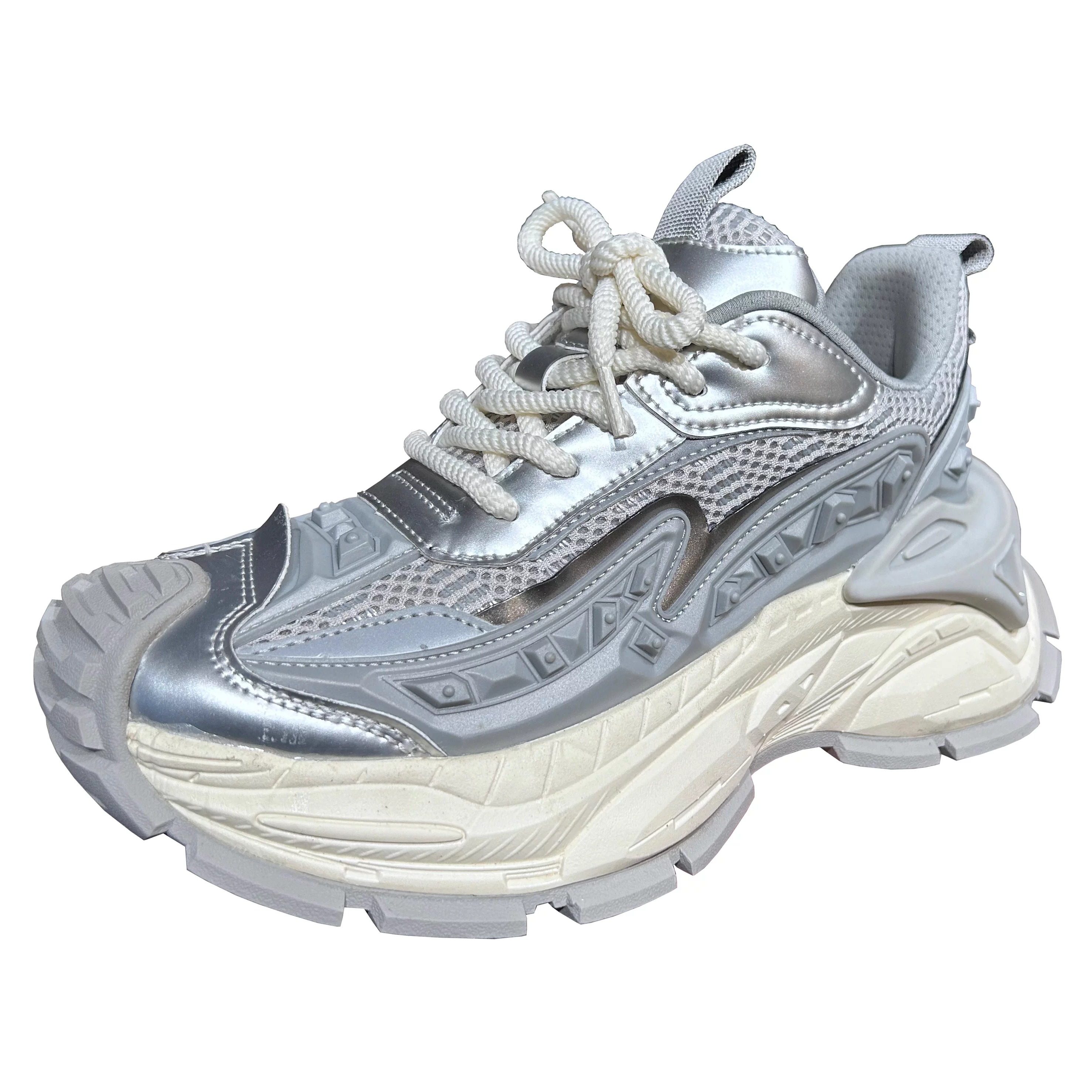 两点浪漫原创设计男女6CM厚底增高老爹鞋国潮黑武士银色机甲潮鞋,淘宝优惠券,粉丝福利购,淘宝优惠卷