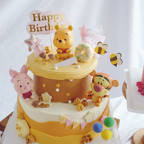 小熊维尼蛋糕装饰摆件搪胶睡衣小熊大肚熊维尼熊生日烘焙配件插件 - 图2