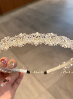 小香风~简约精致白色珍珠发箍