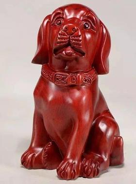 绿色木质雕刻狗摆件黑檀实木头生肖狗家居装饰品摆设红木工艺品