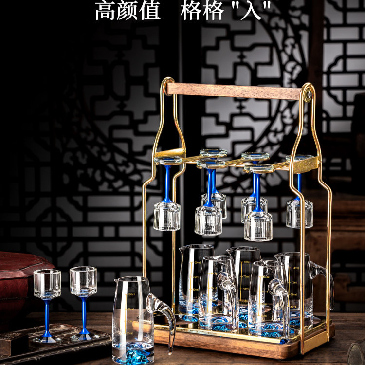 创意高颜值白酒杯套装家用水晶玻璃刻度分酒器小一口杯迷你烈酒杯,淘宝优惠券,粉丝福利购,淘宝优惠卷