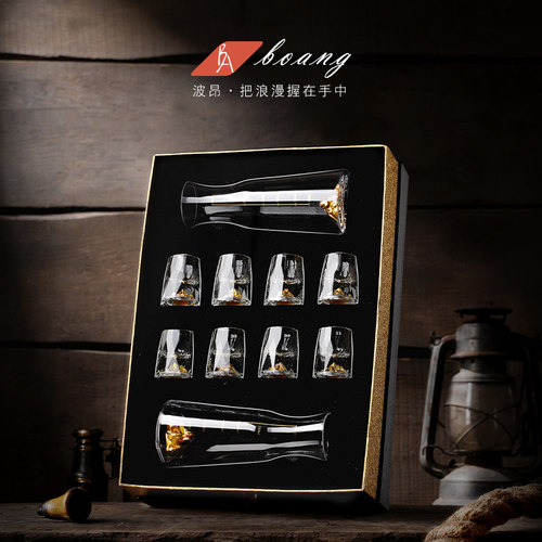 钻石金山白酒杯套装创意家用水晶玻璃分酒器小一口杯酒盅礼盒装 - 图3