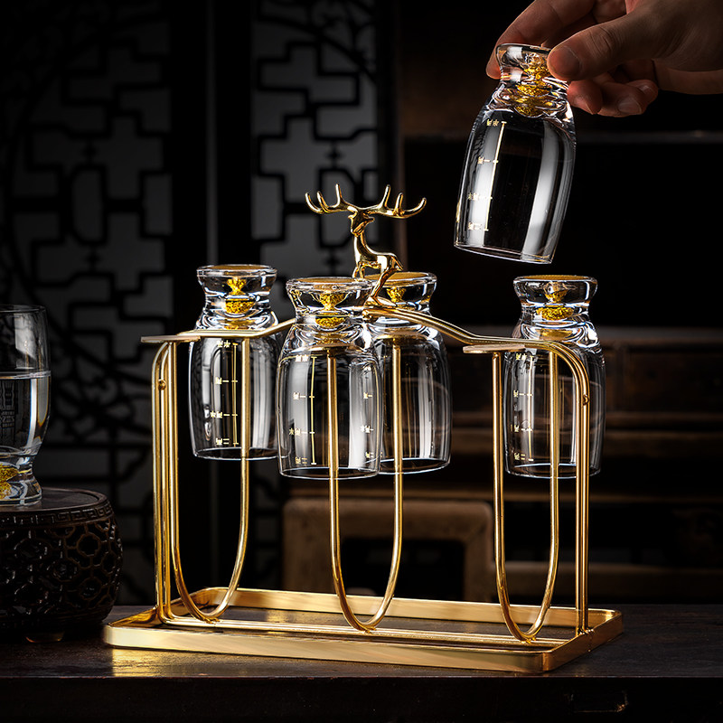 二两白酒杯轻奢高档黄金烈酒杯创意水晶酒具套装中式2两品酒杯子,淘宝优惠券,粉丝福利购,淘宝优惠卷