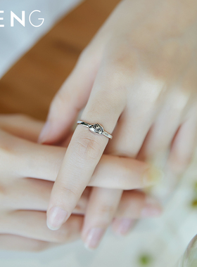 卡通可爱戒指女s925纯银抖音同款少女心闺蜜戒潮新款日韩礼物刻字