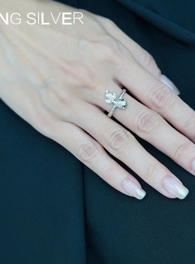 烽之银女纯银古风开口戒指