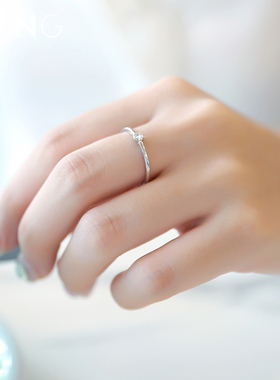 钻戒戒指纯银婚戒女送女友