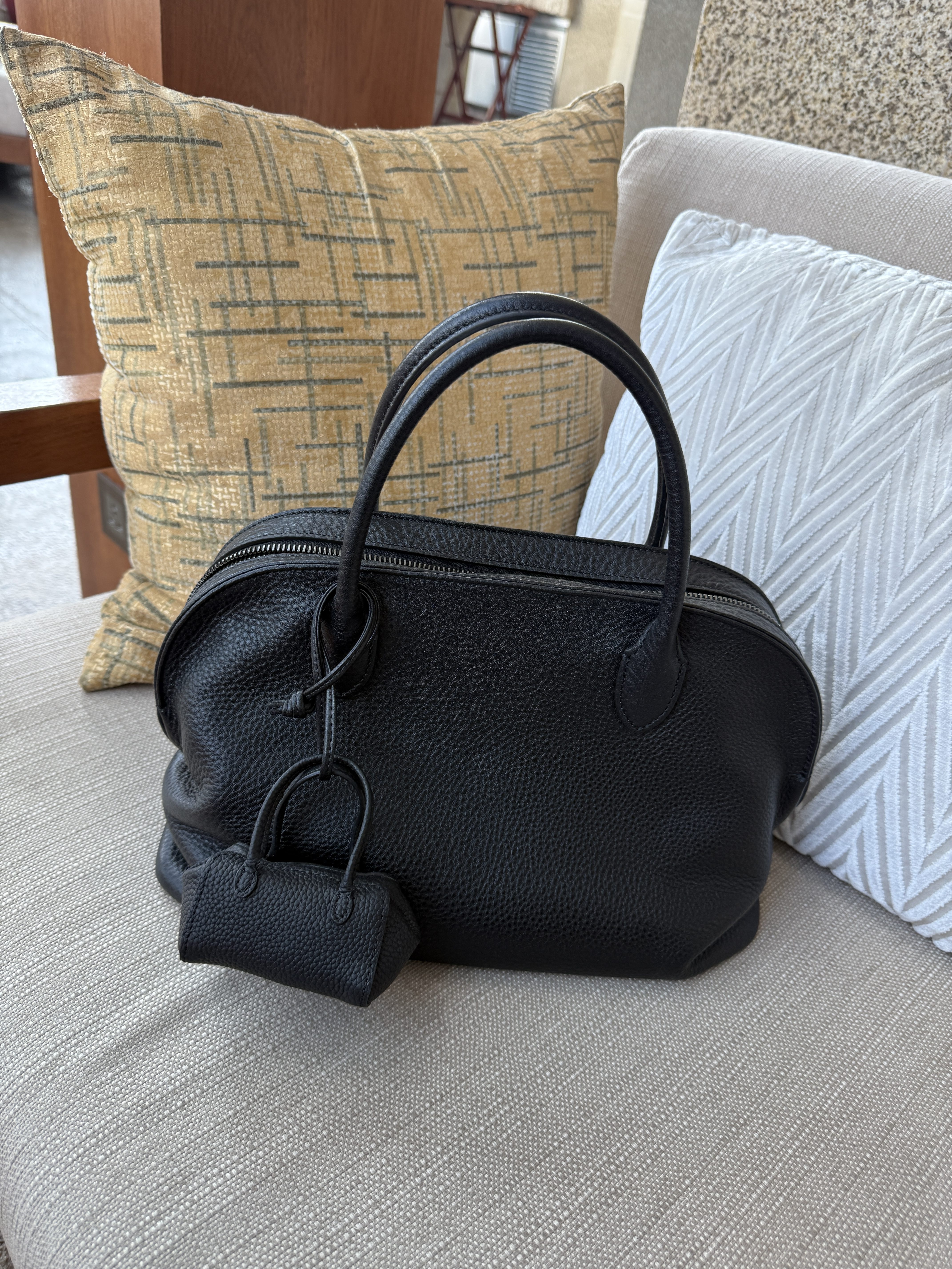 caifrog新款肚腩包头层鹿皮贝壳包大容量通勤手提包软皮包简约,淘宝优惠券,粉丝福利购,淘宝优惠卷