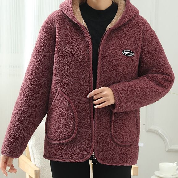 300斤加大码加绒加厚妈妈棉袄秋冬新款颗粒绒连帽保暖棉服外套 - 图2