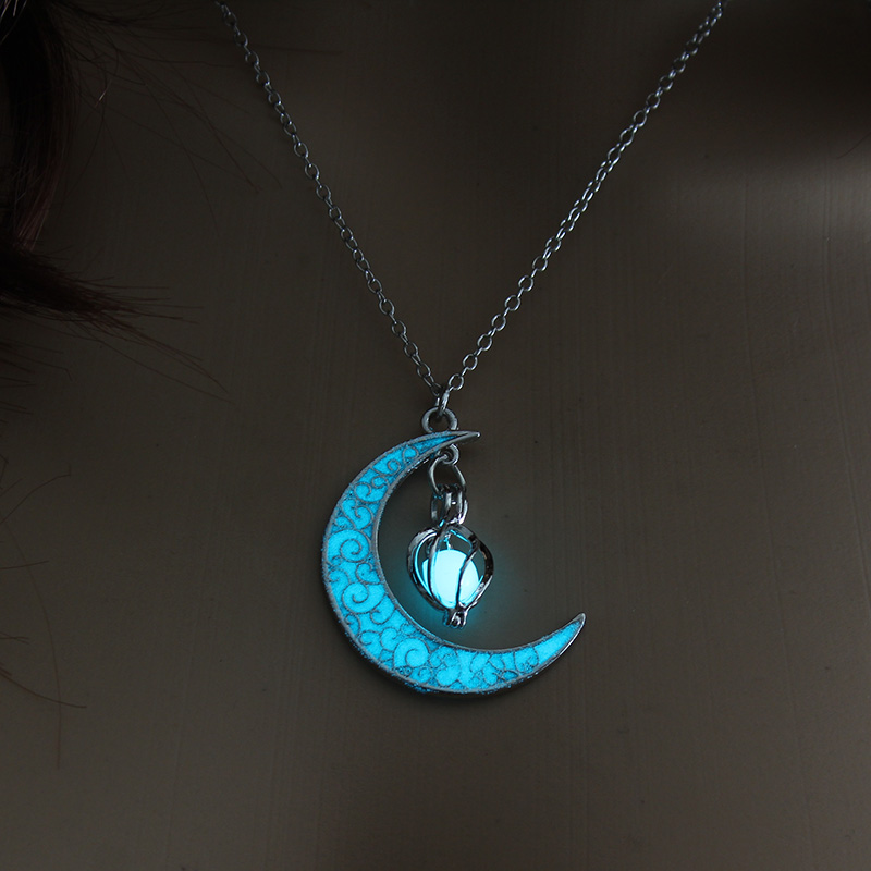 Moon Glowing Necklace Gem Charm Jewelry Glow in the Dark Hal - 图2