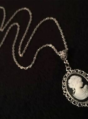 Beauty Cameo Necklace Gothic Jewelry Vintage Victorian Carve
