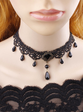 Fashion Cosplay Halloween Costume Black Necklace Gothic Stea