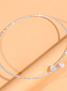 Fashion Rhinestone Heart Collar Choker Necklace for Women Si